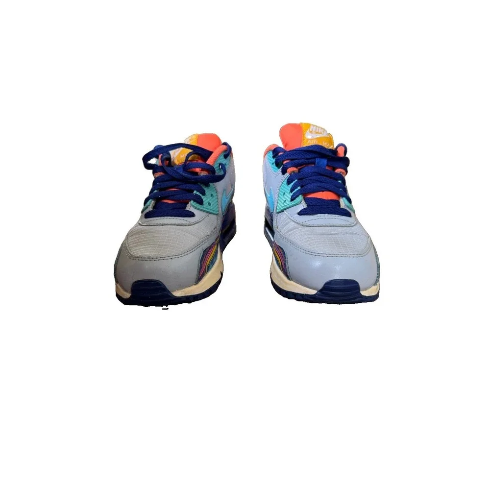 Nike AirMax 90 Premium Sneakers Grey Clearwater Youth Size 5Y 724882-001 Flaw